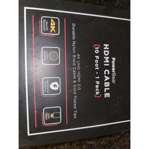 PowerBear HDMI Cable 10 Ft 4K UHD HDMI 2.0 Nylon Braid Cable & Gold Plated Tips - Picture 7 of 16